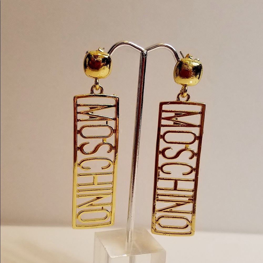 Vintage 90's Moschino Logo Dangle Earrings